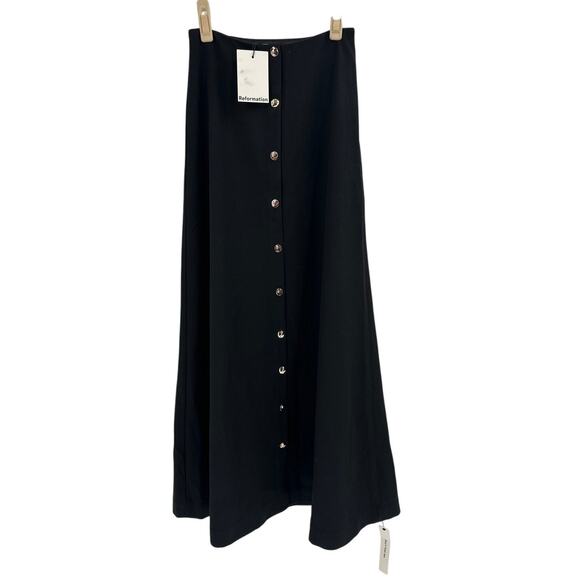 Reformation Women's Pitch Black Andi Low Rise Maxi Skirt Size 0 - Picture 5 of 9